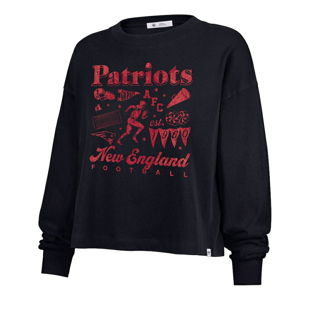 47 brand New England Patriots '47 Women's Team Collage Sydney Long Sleeve T-Shirt Navy