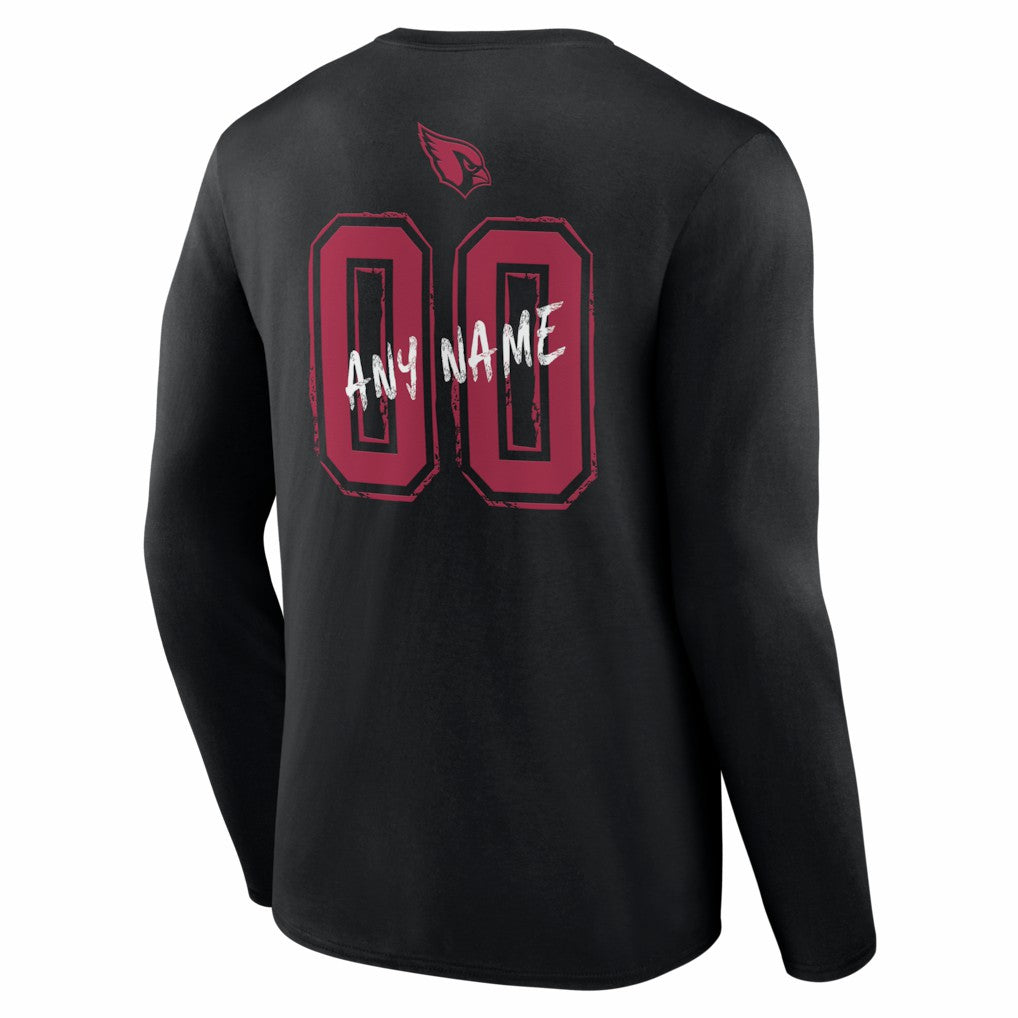 Arizona Cardinals Hustle Personalized Name & Number Long Sleeve T-Shirt Black