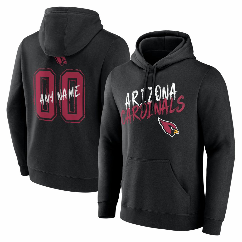 Arizona Cardinals Hustle Personalized Name & Number Hoodie Black