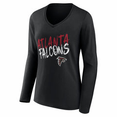 Atlanta Falcons Women's Hustle Personalized Name & Number Long Sleeve V-Neck T-Shirt Black