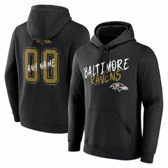 Baltimore Ravens Hustle Personalized Name & Number Hoodie Black