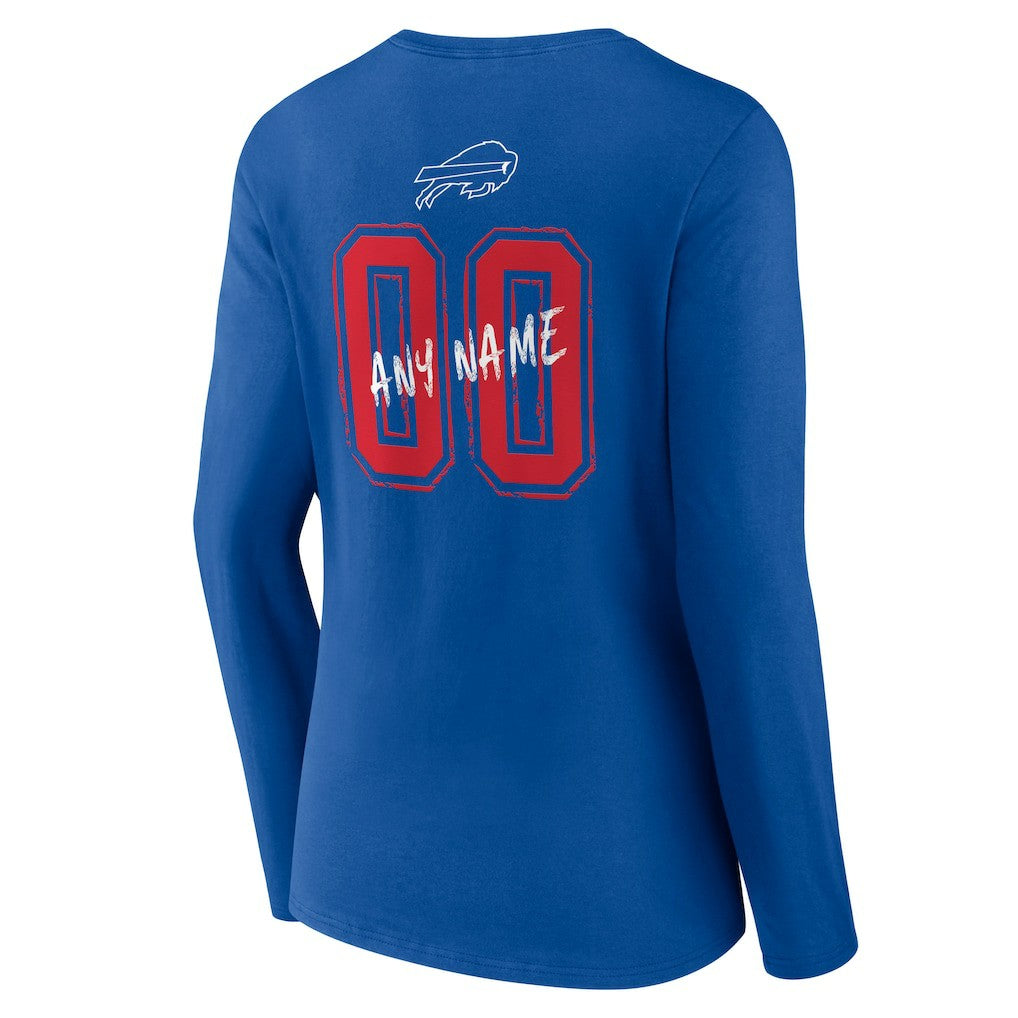 Buffalo Bills Women's Hustle Personalized Name & Number Long Sleeve V-Neck T-Shirt Royal