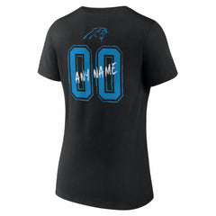 Carolina Panthers Women's Hustle Personalized Name & Number V-Neck T-Shirt Black