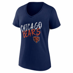 Chicago Bears Women's Hustle Personalized Name & Number V-Neck T-Shirt Navy