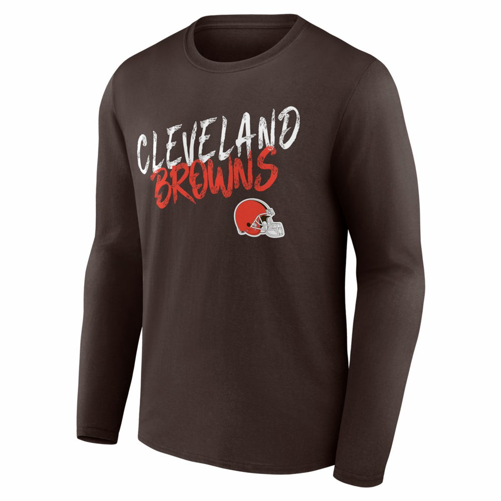 Cleveland Browns Hustle Personalized Name & Number Long Sleeve T-Shirt Brown