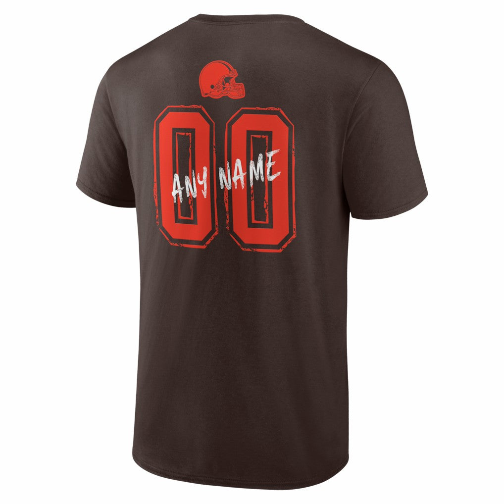 Cleveland Browns Hustle Personalized Name & Number T-Shirt Brown