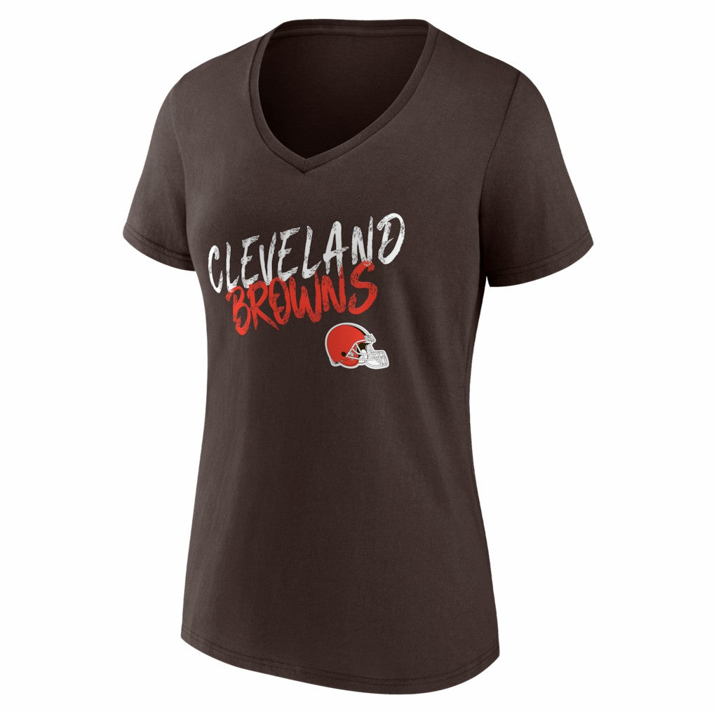 Cleveland Browns Women's Hustle Personalized Name & Number V-Neck T-Shirt Brown