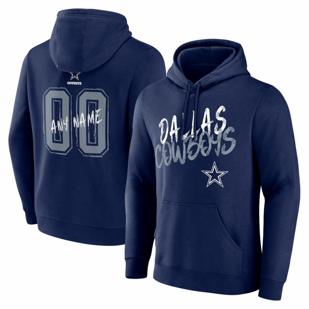 Dallas Cowboys Hustle Personalized Name & Number Hoodie Navy