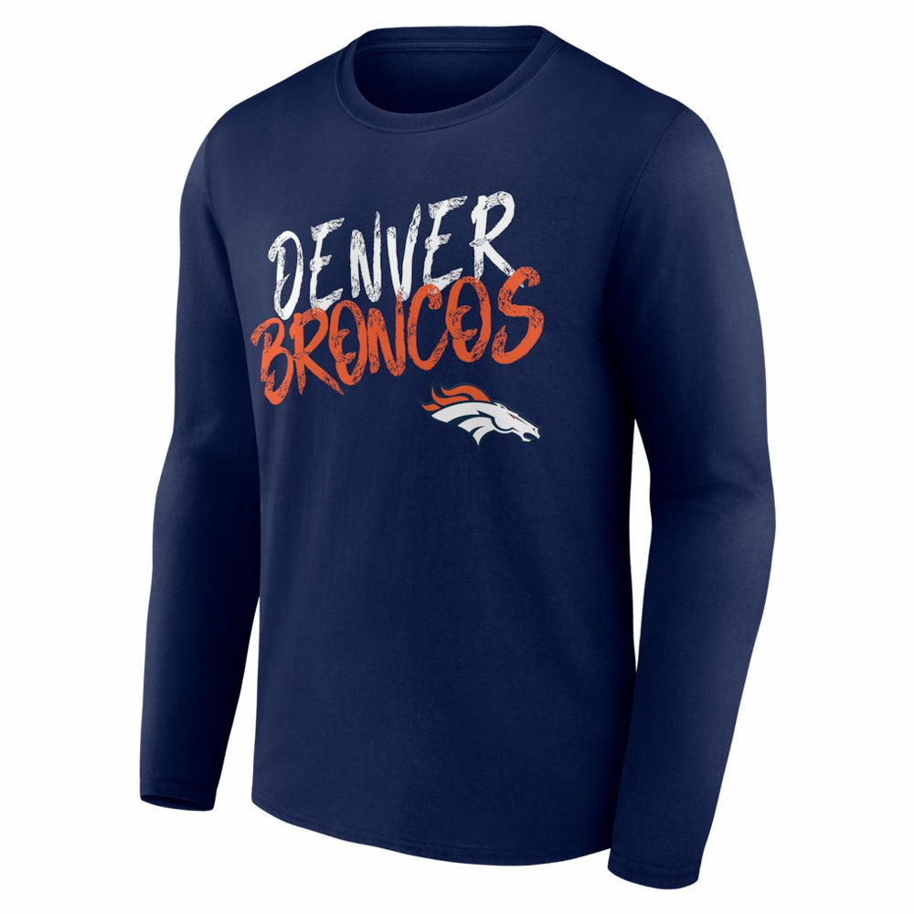 Denver Broncos Hustle Personalized Name & Number Long Sleeve T-Shirt Navy