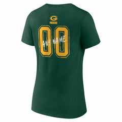 Green Bay Packers Women's Hustle Personalized Name & Number V-Neck T-Shirt Green