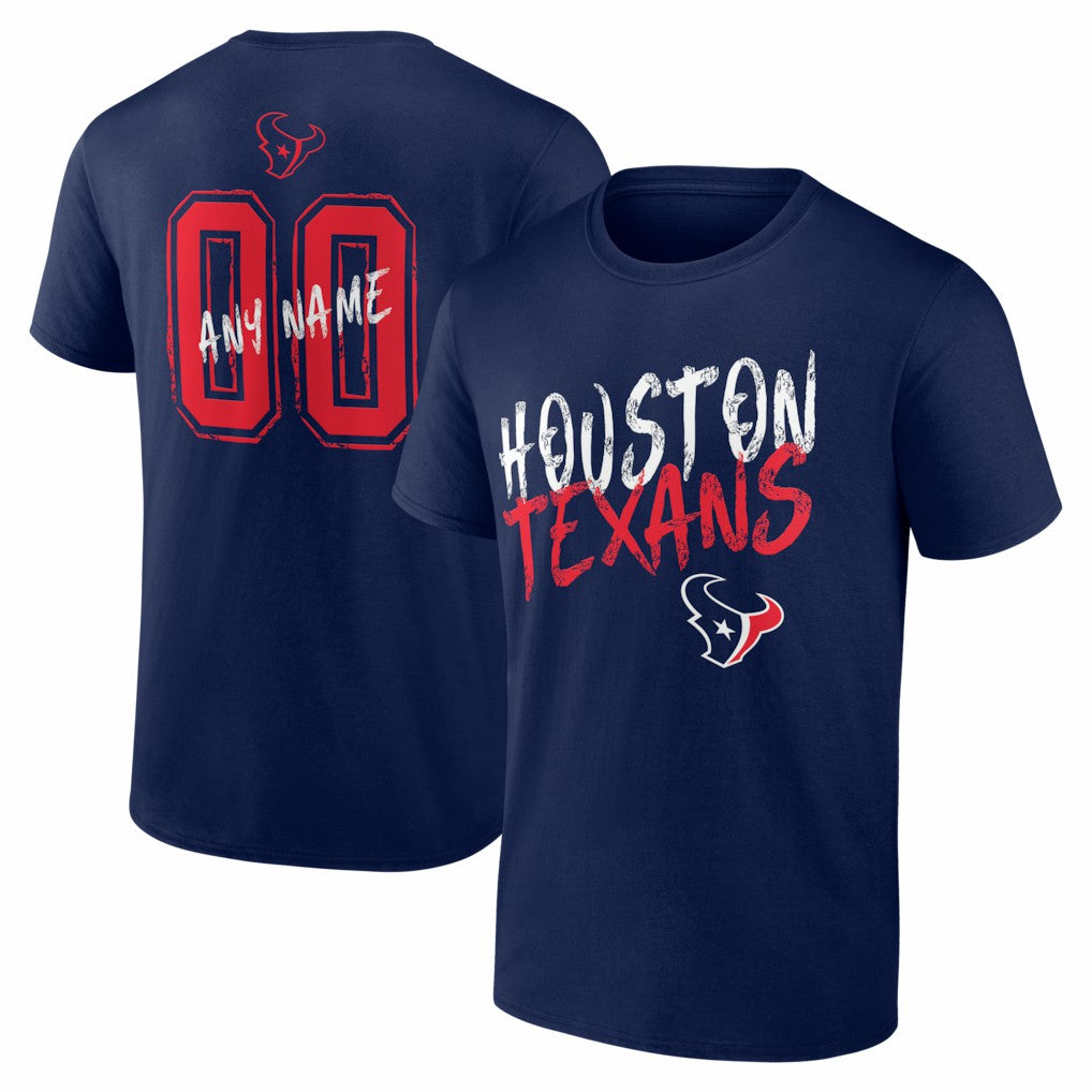 Houston Texans Hustle Personalized Name & Number T-Shirt Navy