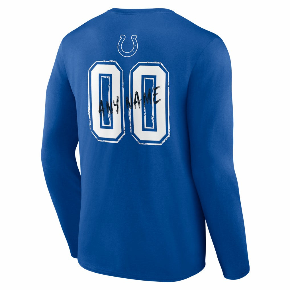 Indianapolis Colts Hustle Personalized Name & Number Long Sleeve T-Shirt Royal