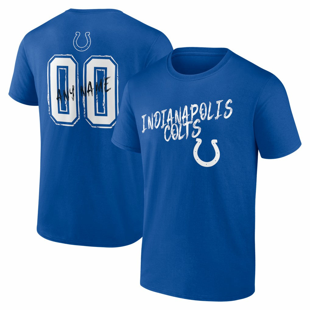Indianapolis Colts Hustle Personalized Name & Number T-Shirt Royal