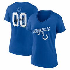 Indianapolis Colts Women's Hustle Personalized Name & Number V-Neck T-Shirt Royal