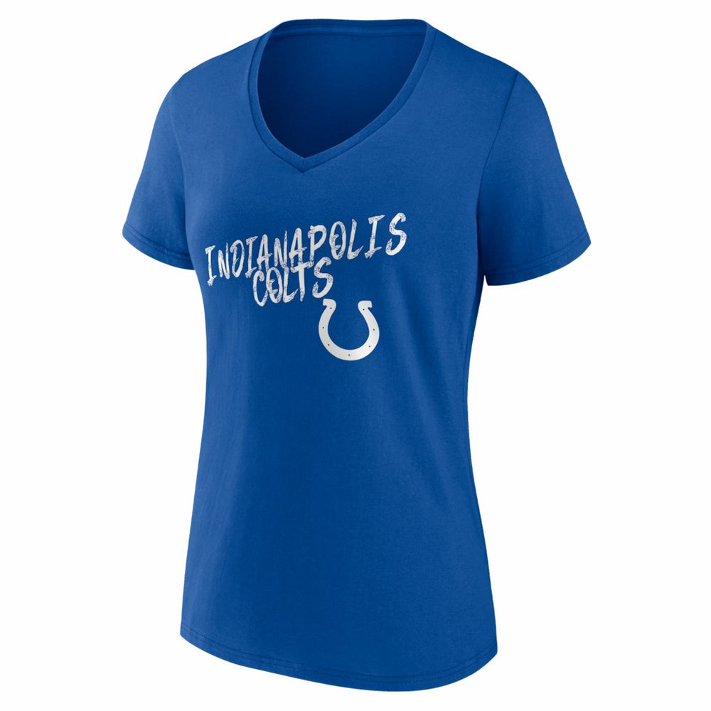 Indianapolis Colts Women's Hustle Personalized Name & Number V-Neck T-Shirt Royal