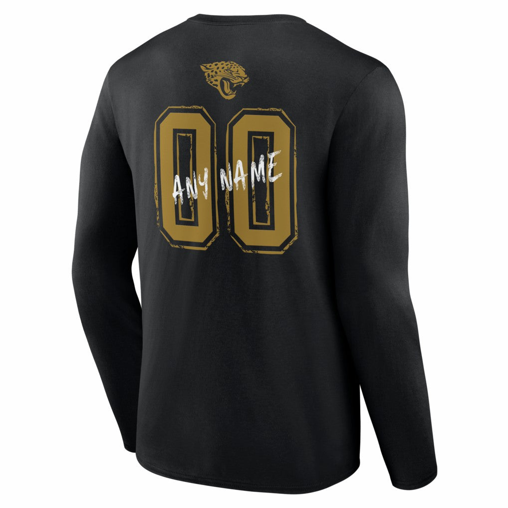 Jacksonville Jaguars Hustle Personalized Name & Number Long Sleeve T-Shirt Black