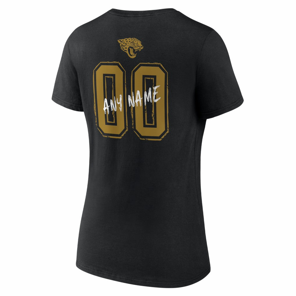 Jacksonville Jaguars Women's Hustle Personalized Name & Number V-Neck T-Shirt Black
