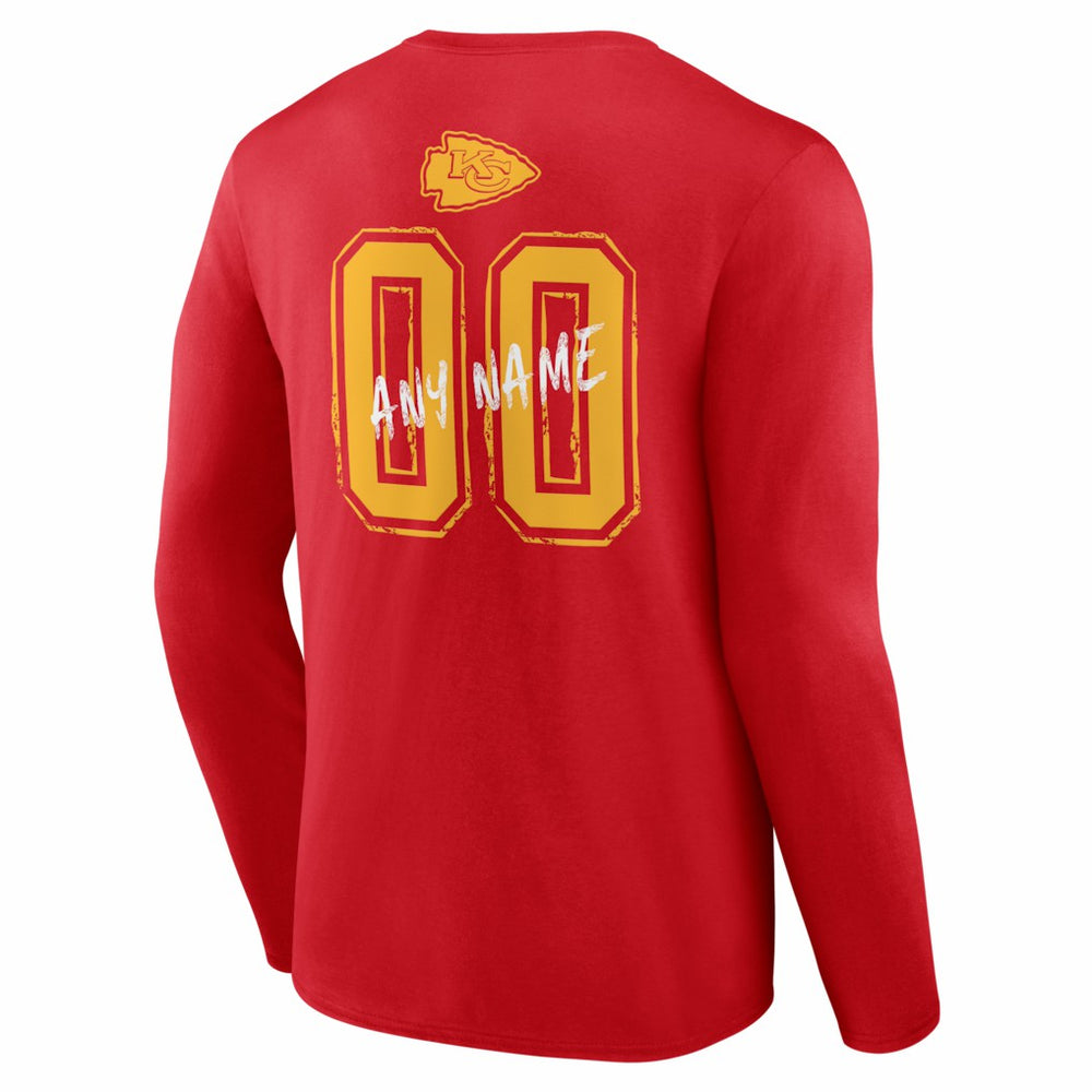 Kansas City Chiefs Hustle Personalized Name & Number Long Sleeve T-Shirt Red