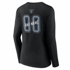 Las Vegas Raiders Women's Hustle Personalized Name & Number Long Sleeve V-Neck T-Shirt Black