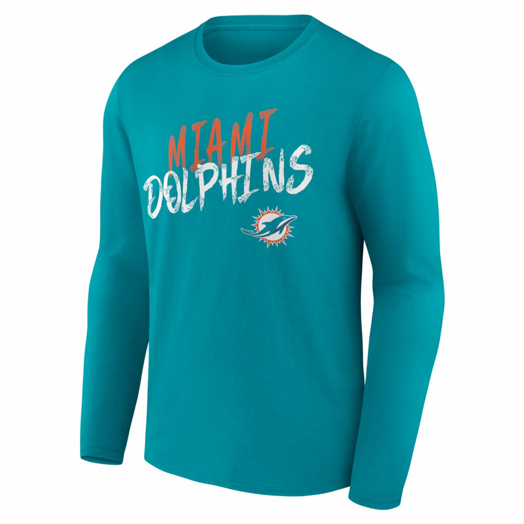 Miami Dolphins Hustle Personalized Name & Number Long Sleeve T-Shirt Aqua