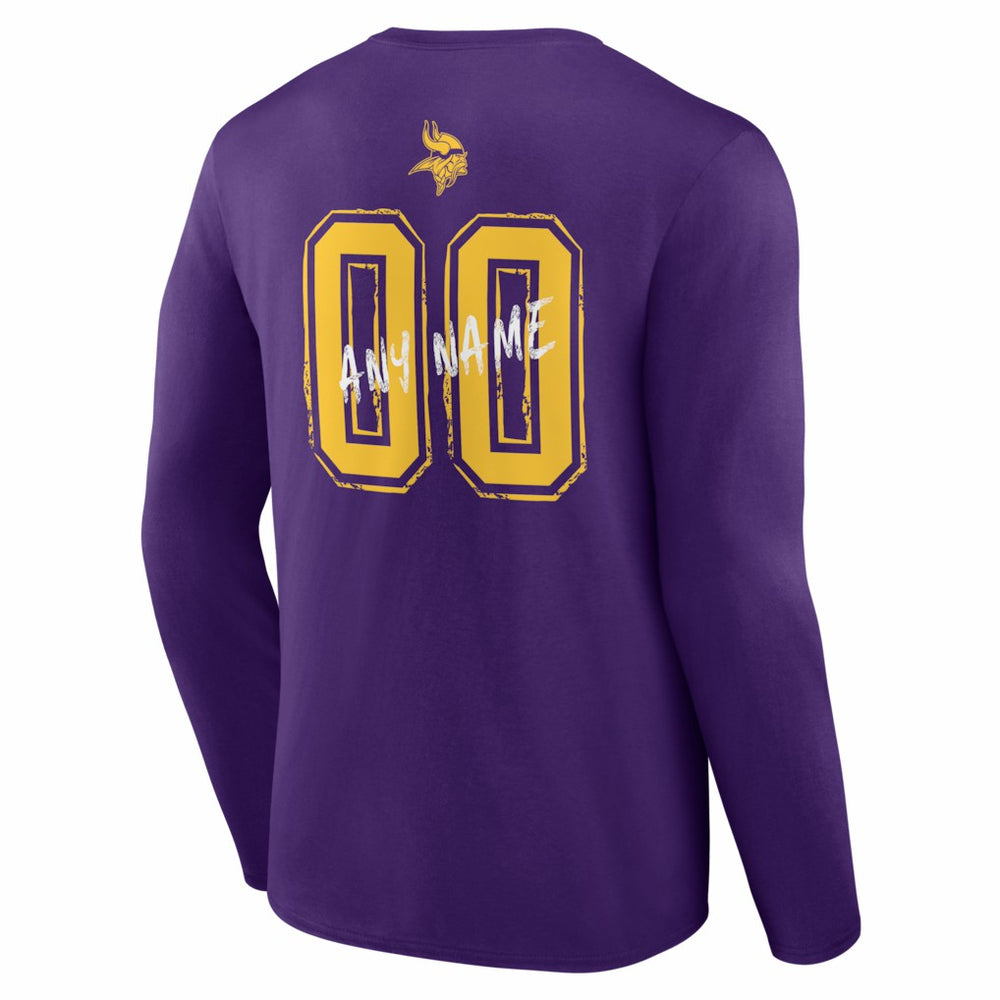 Minnesota Vikings Hustle Personalized Name & Number Long Sleeve T-Shirt Purple