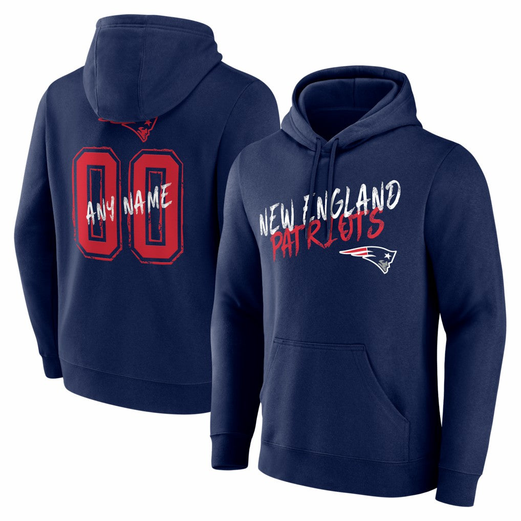 New England Patriots Hustle Personalized Name & Number Hoodie Navy