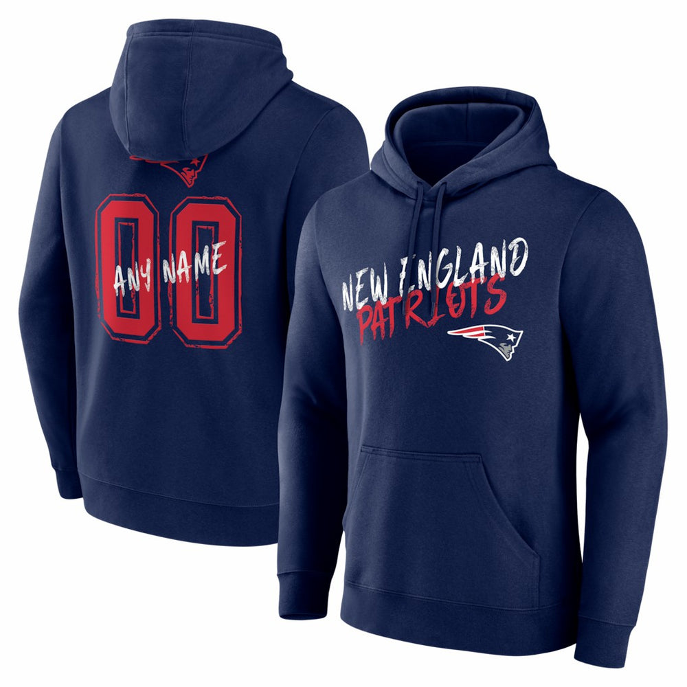 New England Patriots Hustle Personalized Name & Number Hoodie Navy