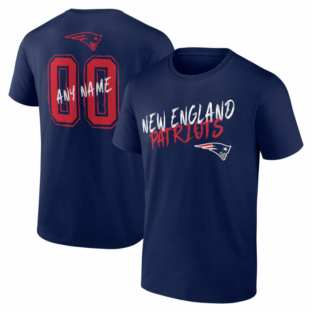 New England Patriots Hustle Personalized Name & Number T-Shirt Navy