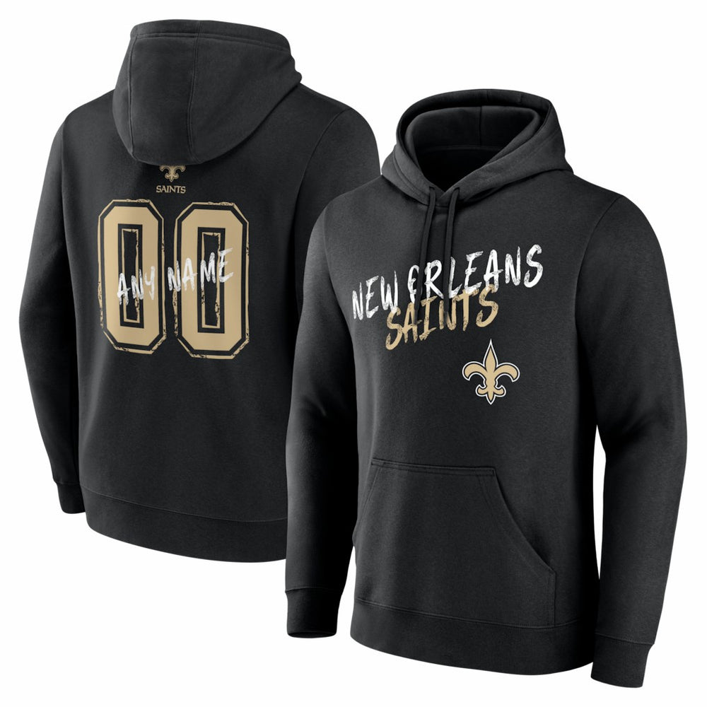 New Orleans Saints Hustle Personalized Name & Number Hoodie Black