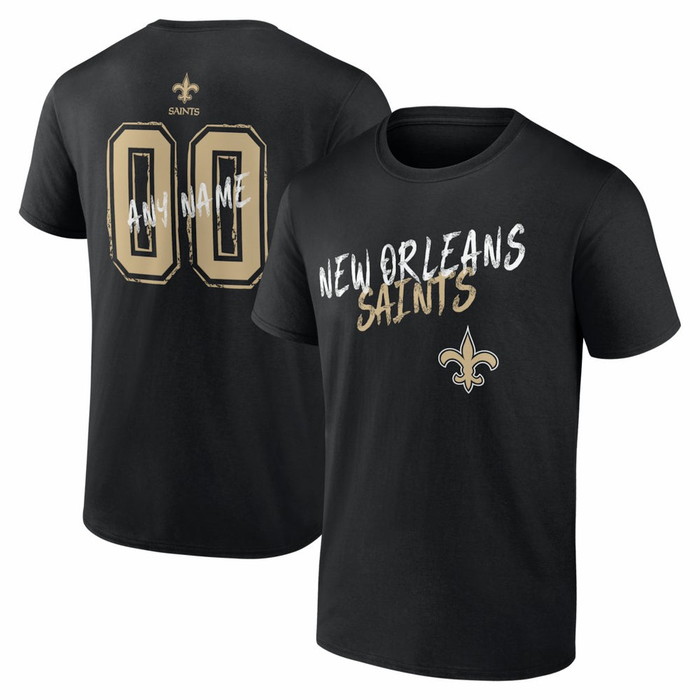 New Orleans Saints Hustle Personalized Name & Number T-Shirt Black