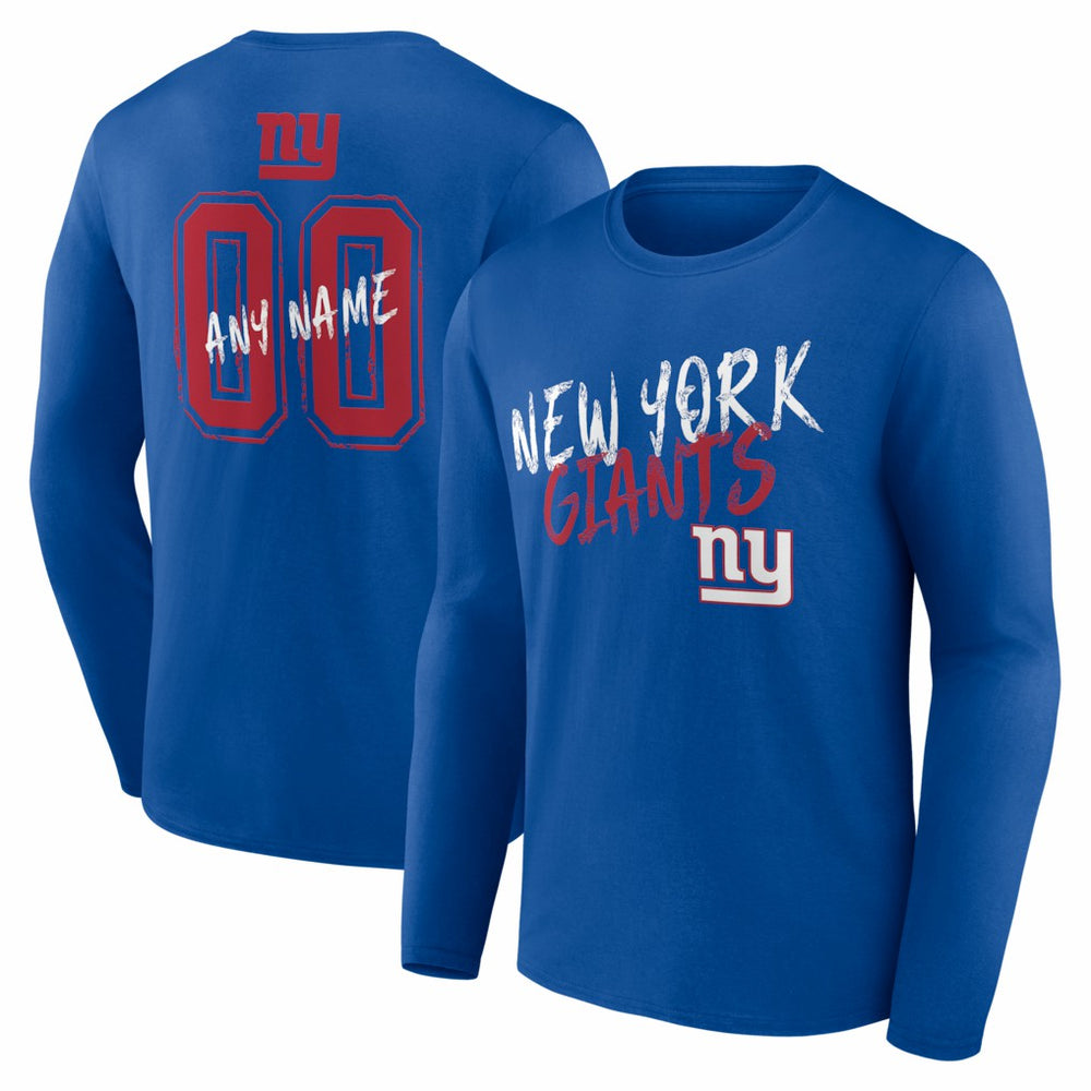 New York Giants Hustle Personalized Name & Number Long Sleeve T-Shirt Royal