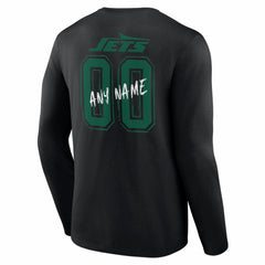 New York Jets Hustle Personalized Name & Number Long Sleeve T-Shirt Black