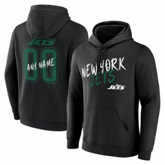 New York Jets Hustle Personalized Name & Number Hoodie Black