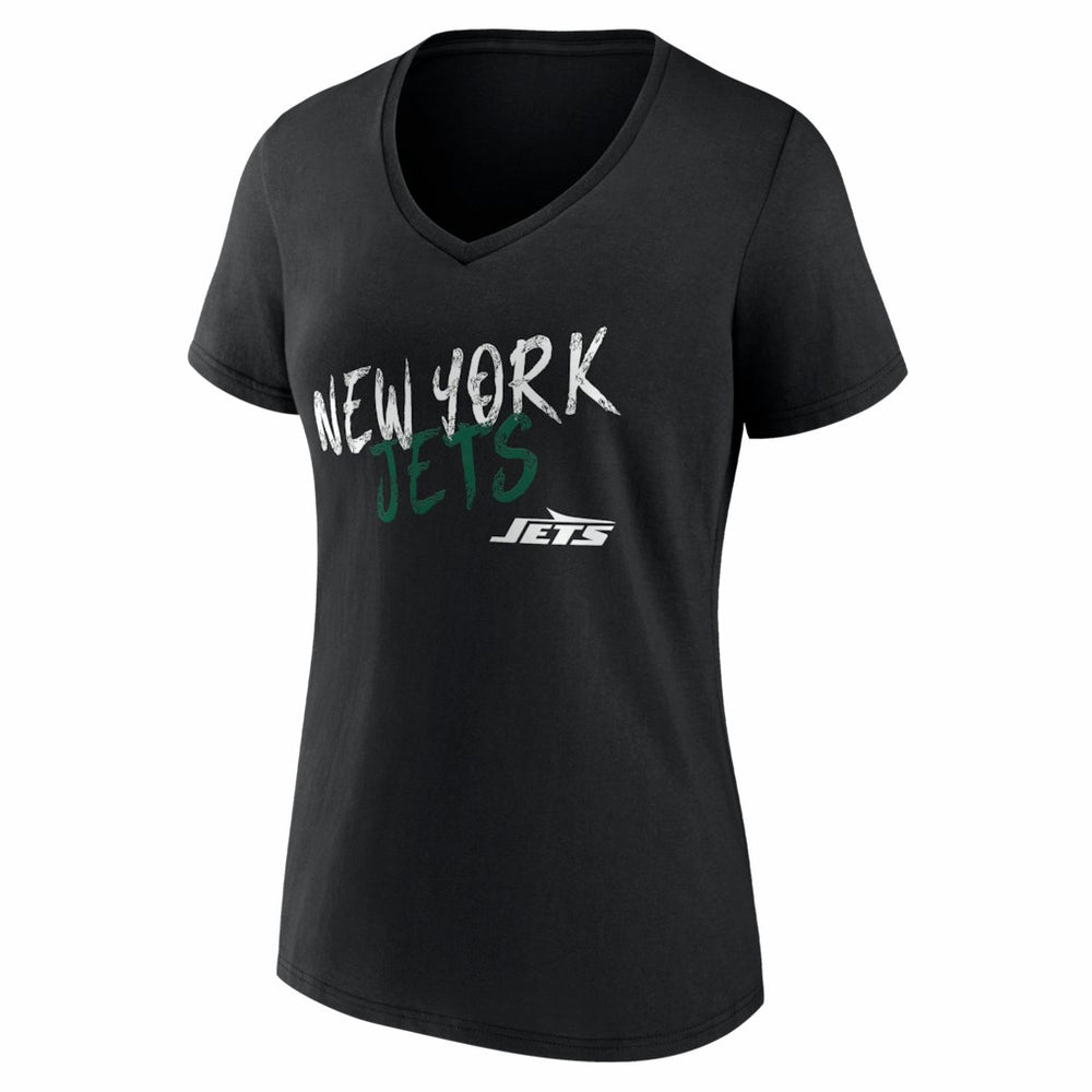 New York Jets Women's Hustle Personalized Name & Number V-Neck T-Shirt Black