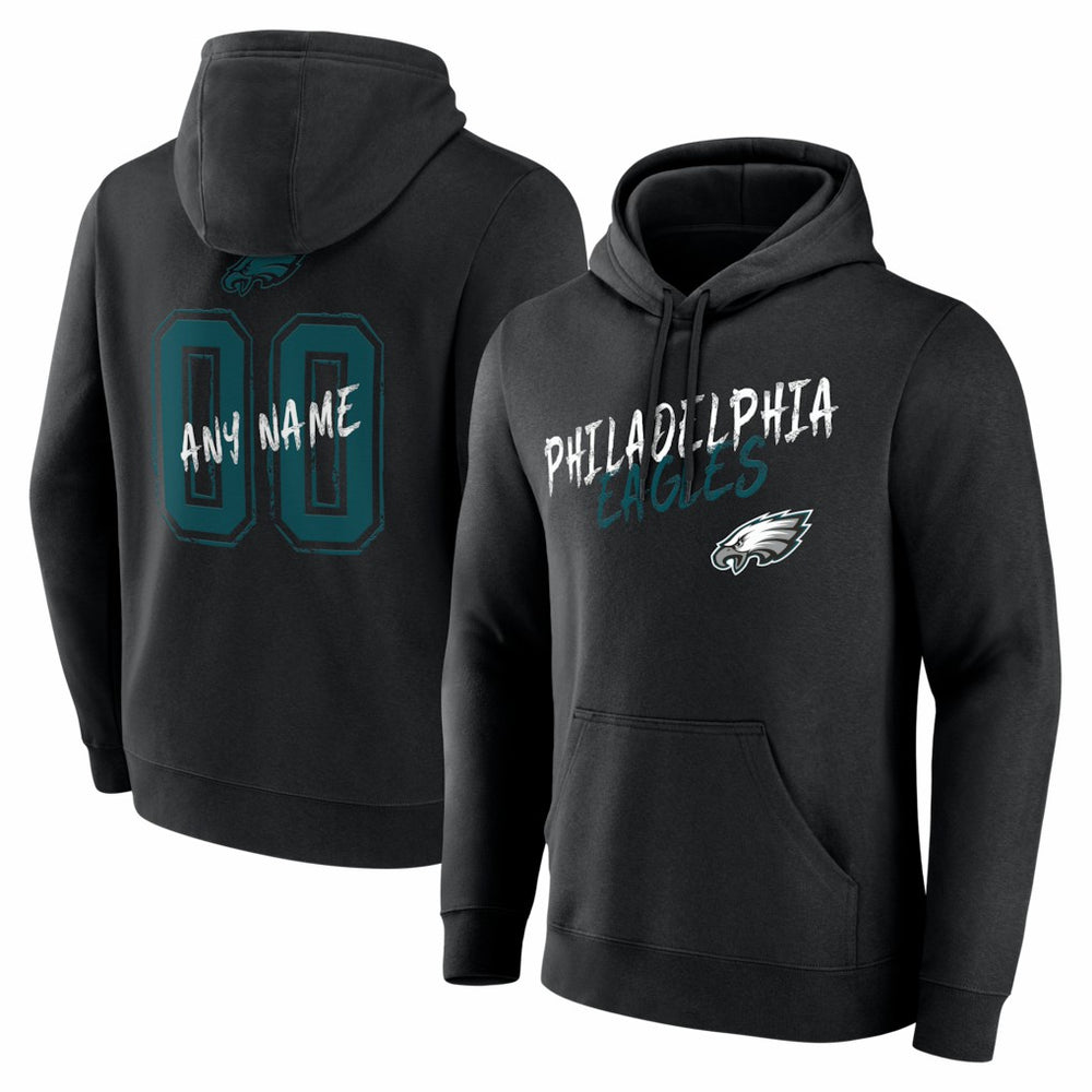 Philadelphia Eagles Hustle Personalized Name & Number Hoodie Black