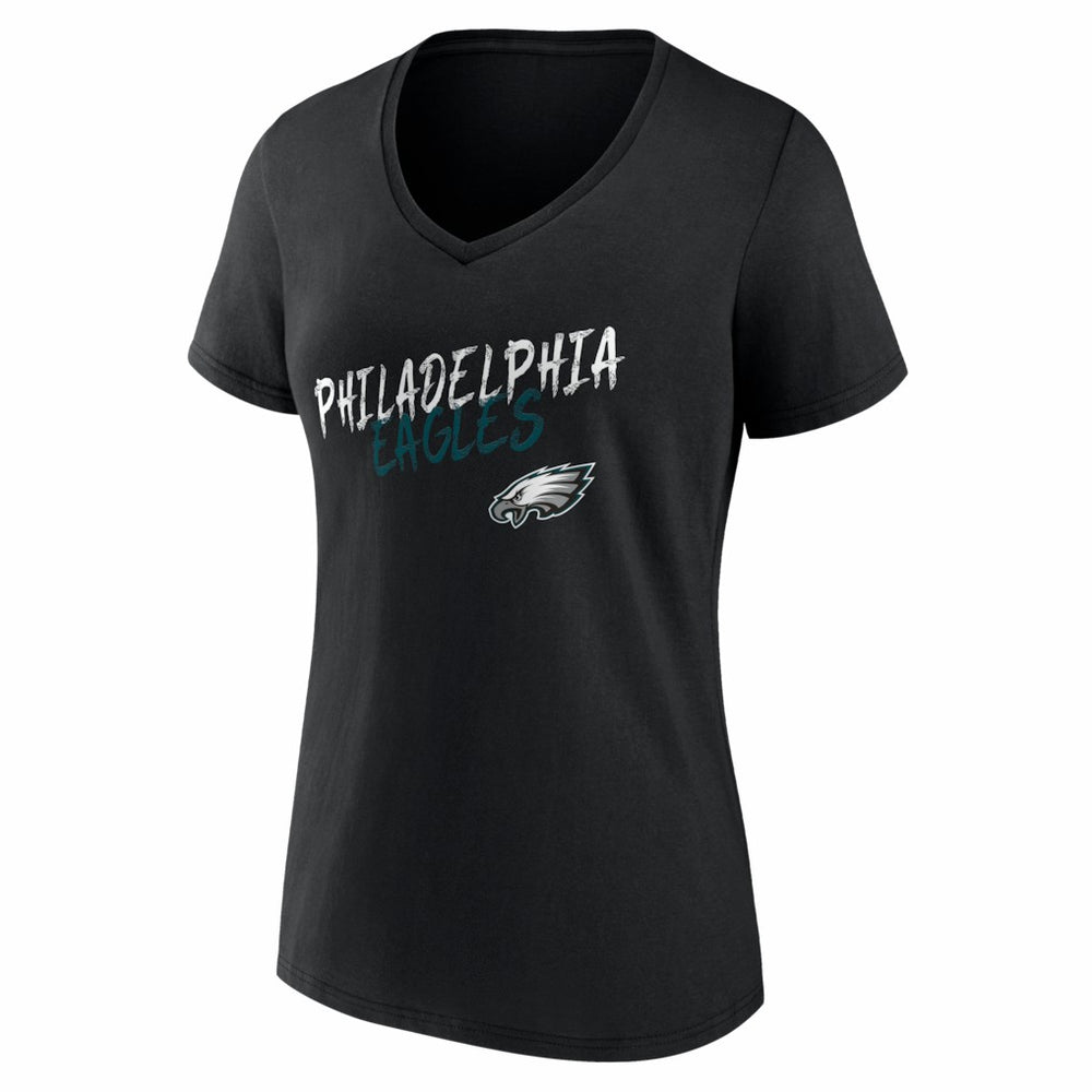 Philadelphia Eagles Women's Hustle Personalized Name & Number V-Neck T-Shirt Black