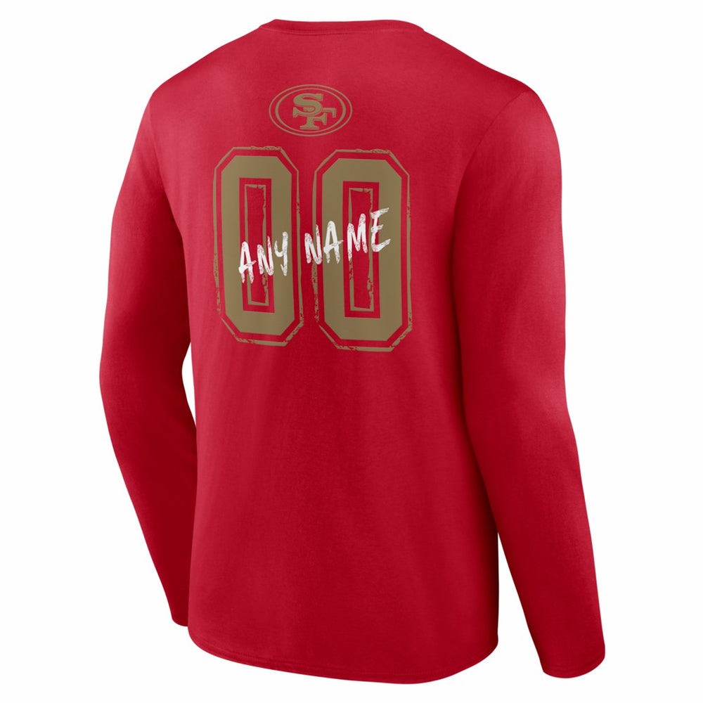 San Francisco 49ers Hustle Personalized Name & Number Long Sleeve T-Shirt Scarlet