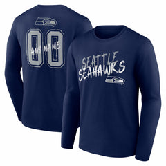 Seattle Seahawks Hustle Personalized Name & Number Long Sleeve T-Shirt College Navy