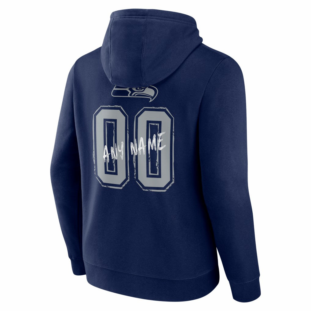 Seattle Seahawks Hustle Personalized Name & Number Hoodie College Navy