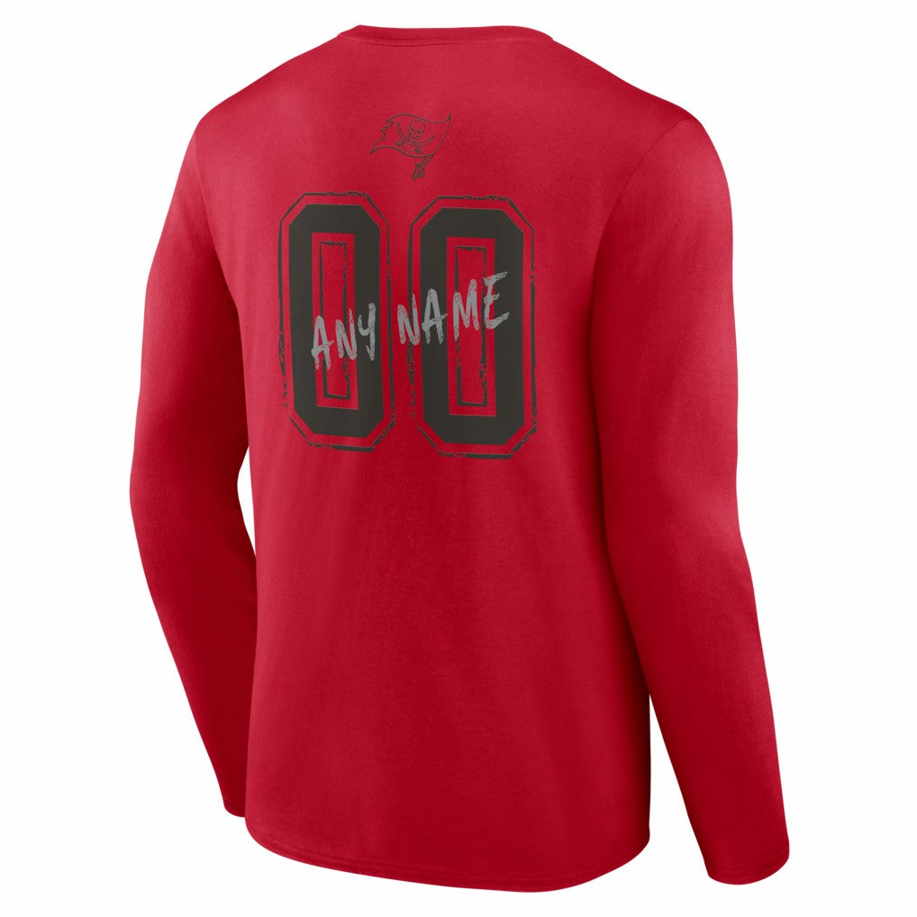 Tampa Bay Buccaneers Hustle Personalized Name & Number Long Sleeve T-Shirt Red