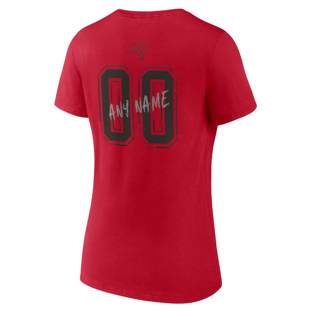 Tampa Bay Buccaneers Women's Hustle Personalized Name & Number V-Neck T-Shirt Red