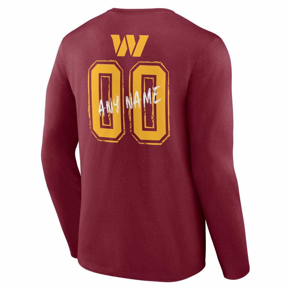 Washington Commanders Hustle Personalized Name & Number Long Sleeve T-Shirt Burgundy