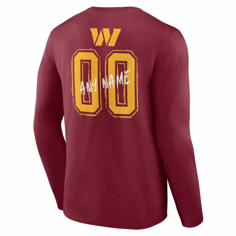 Washington Commanders Hustle Personalized Name & Number Long Sleeve T-Shirt Burgundy