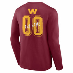 Washington Commanders Hustle Personalized Name & Number Long Sleeve T-Shirt Burgundy