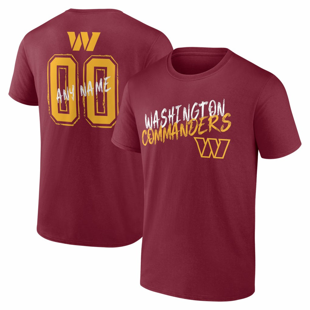 Washington Commanders Hustle Personalized Name & Number T-Shirt Burgundy