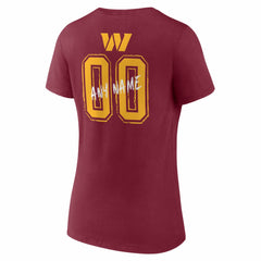 Washington Commanders Women's Hustle Personalized Name & Number V-Neck T-Shirt Burgundy