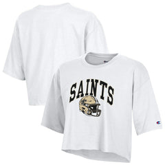 New Orleans Saints Champion Women's Boyfriend Cropped T-Shirt White