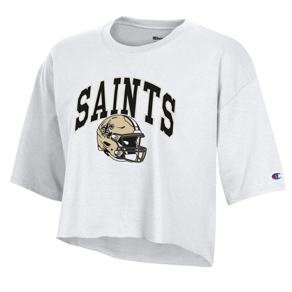 New Orleans Saints Champion Women's Boyfriend Cropped T-Shirt White