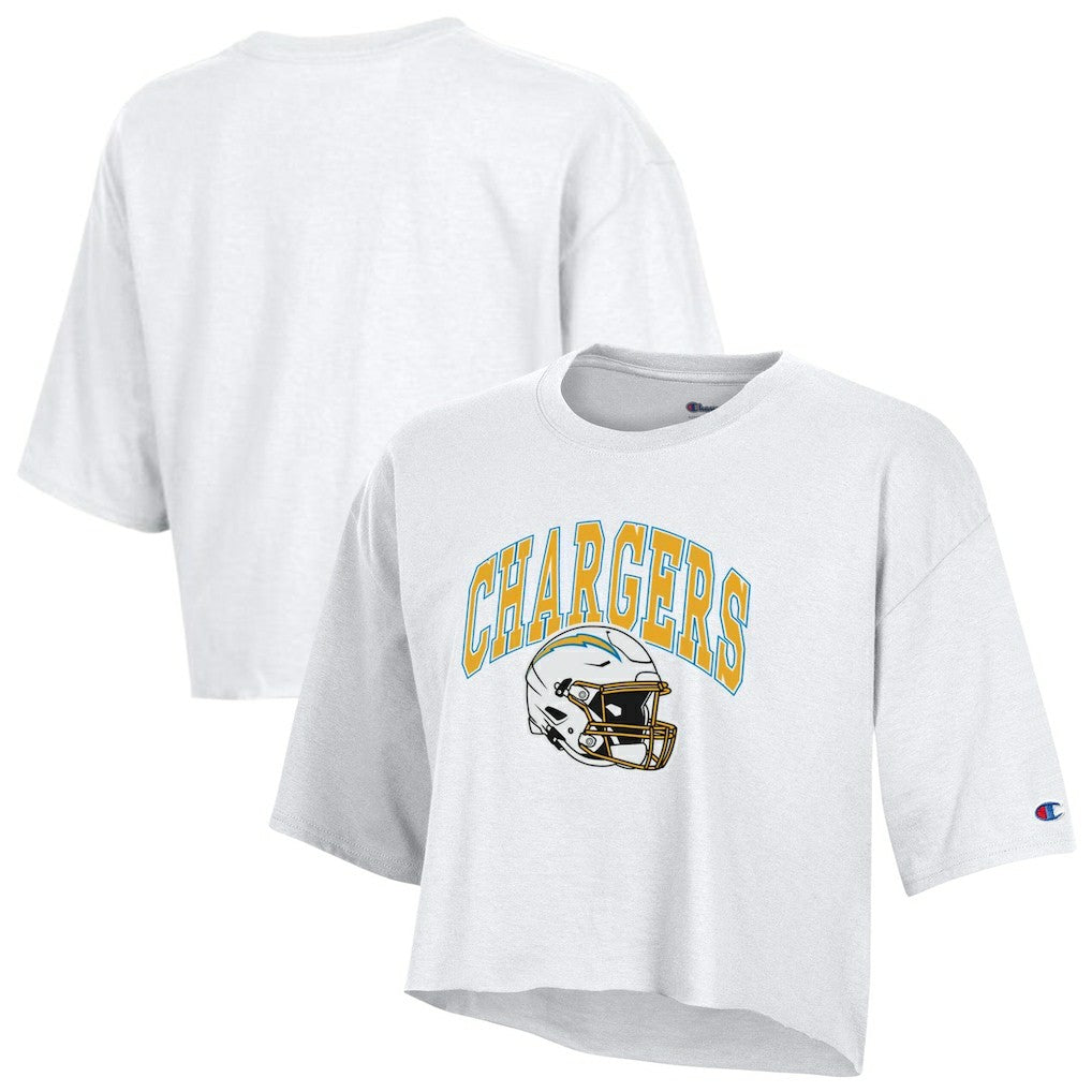 Los Angeles Chargers Champion Women's Boyfriend Cropped T-Shirt White