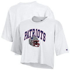New England Patriots Champion Women's Boyfriend Cropped T-Shirt White